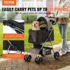 VEVOR Pet Stroller, 4 Wheels Dog Stroller Rotate with Brakes, 35lbs Weight Capacity, Puppy Stroller with Detachable Carrier, Storage Basket and Cup Ho