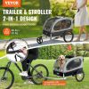 VEVOR Dog Bike Trailer, Supports up to 88 lbs, 2-in-1 Pet Stroller Cart Bicycle Carrier, Easy Folding Cart Frame with Quick Release Wheels, Universal