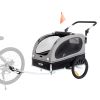 VEVOR Dog Bike Trailer, Supports up to 88 lbs, 2-in-1 Pet Stroller Cart Bicycle Carrier, Easy Folding Cart Frame with Quick Release Wheels, Universal