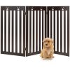 36 Inch Folding Wooden Freestanding Pet Gate Dog Gate with 360¬∞ Flexible Hinge