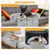 Gray Plush Calming Dog Couch Bed with Anti-Slip Bottom