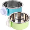 Crate Dog Bowl; Removable Stainless Steel Hanging Pet Cage Bowl Food & Water Feeder Coop Cup for Cat; Puppy; Birds; Rats; Guinea Pigs